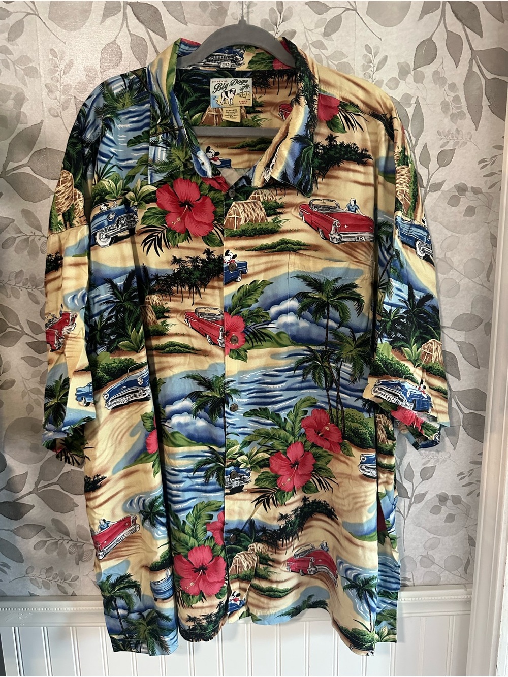 Big Dogs Tropical Hawaiian Button-Down Shirt - Red, Blue, Green, Tan